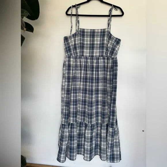 Anthropologie Gingham Plaid Babydoll Midi Dress - Picture 5 of 12